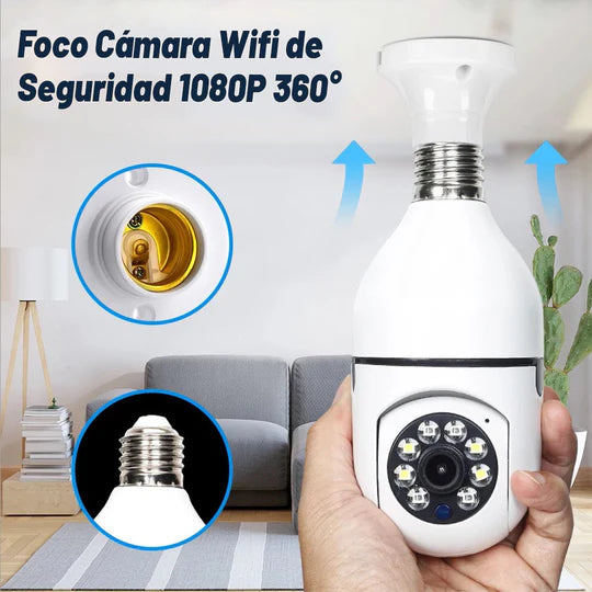 Foco Camara Seguridad HD WiFi 360º